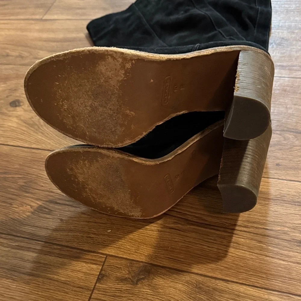 Coach Black Suede Heeled Boots